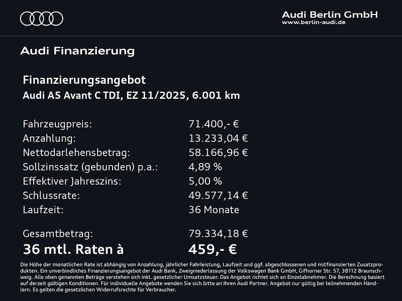 Gebraucht Audi A5 Ambiente 204 PS (150 kW) 2025 Mythosschwarz metallic Kombi