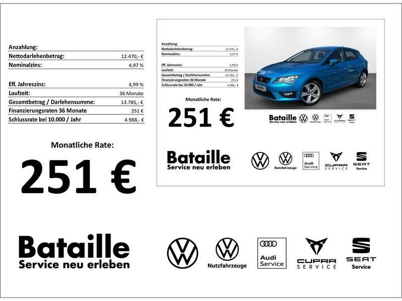 Blau Gebraucht 2016 Seat Leon FR Limousine | 12.470 € (Guter Preis) - Bild 1/4
