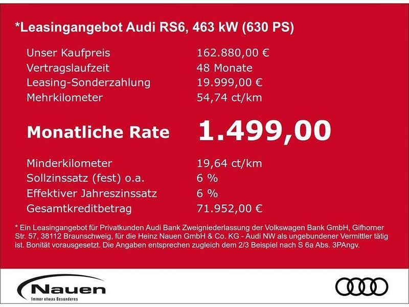 Neu Audi RS6 Performance 630 PS (463 kW) 2025 Florettsilber metallic Kombi