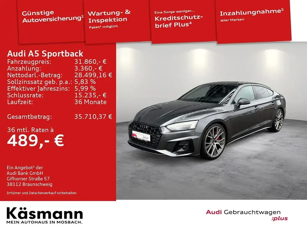 Gebraucht Audi A5 Sportback Ambiente 265 PS (194 kW) 2022 Daytonagrau perleffekt Kleinwagen