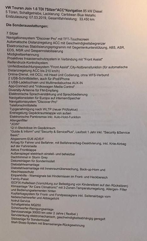 Gebraucht VW Touran Join 116 PS (85 kW) 2019 Blau Van / Kleinbus