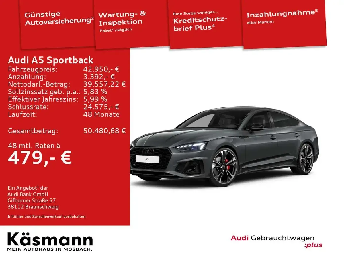 Gebraucht Audi A5 Ambiente 204 PS (150 kW) 2024 Daytonagrau perleffekt (metallic) Limousine