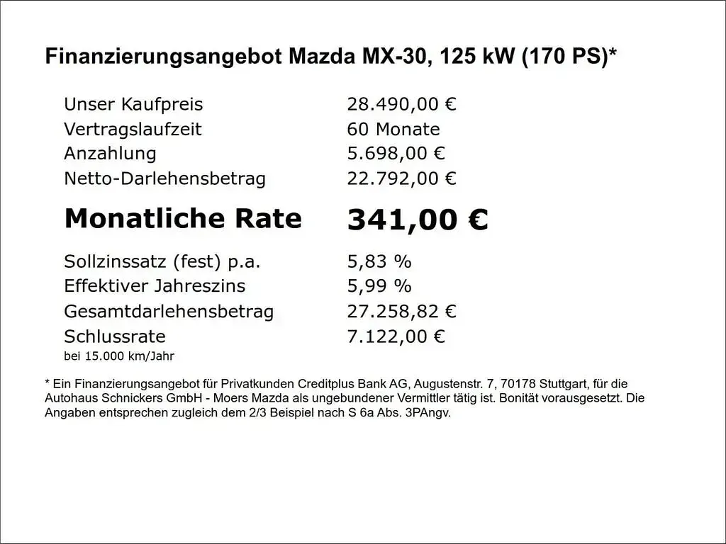 Neu Mazda MX30 Makoto 170 PS (125 kW) 2025 Schwarz SUV