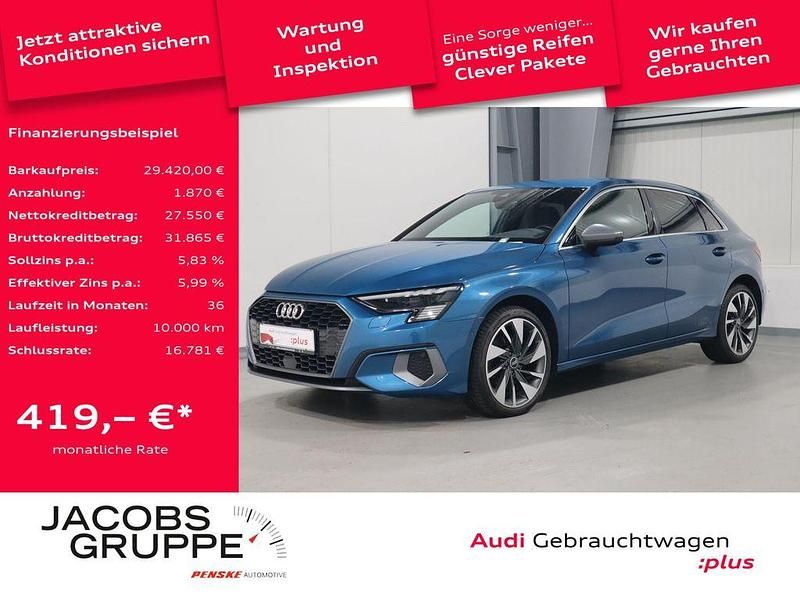Blau Gebraucht 2021 Audi A3 Sportback Edition .1 Limousine | 29.420 € (Fairer Preis) - Bild 1/4