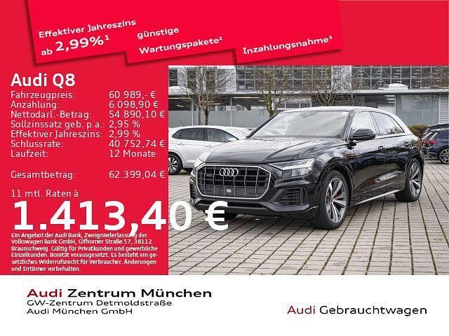 Orcaschwarz metallic Gebraucht 2021 Audi Q8 Sport SUV | 60.989 € (Fairer Preis) - Bild 1/2