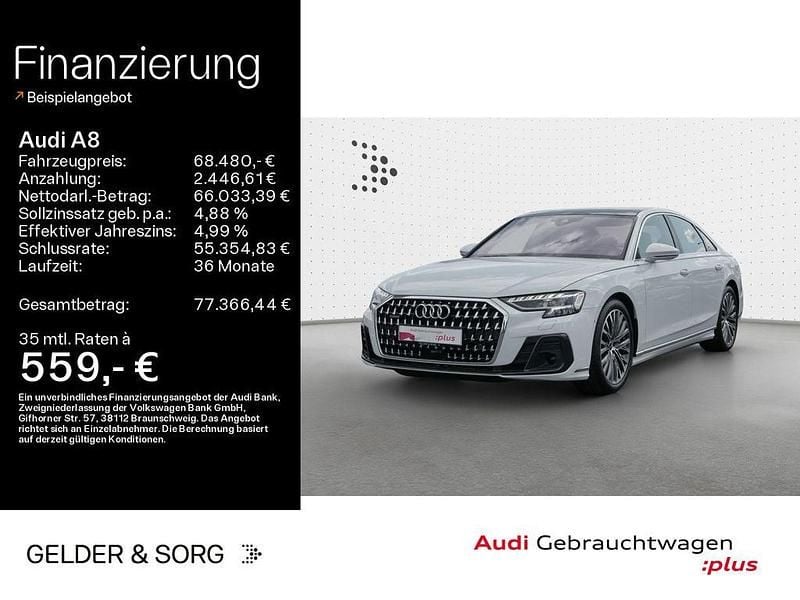 Gletscherweiß metallic Gebraucht 2023 Audi A8 Ambiente Limousine | 68.480 € (Superpreis) - Bild 1/4