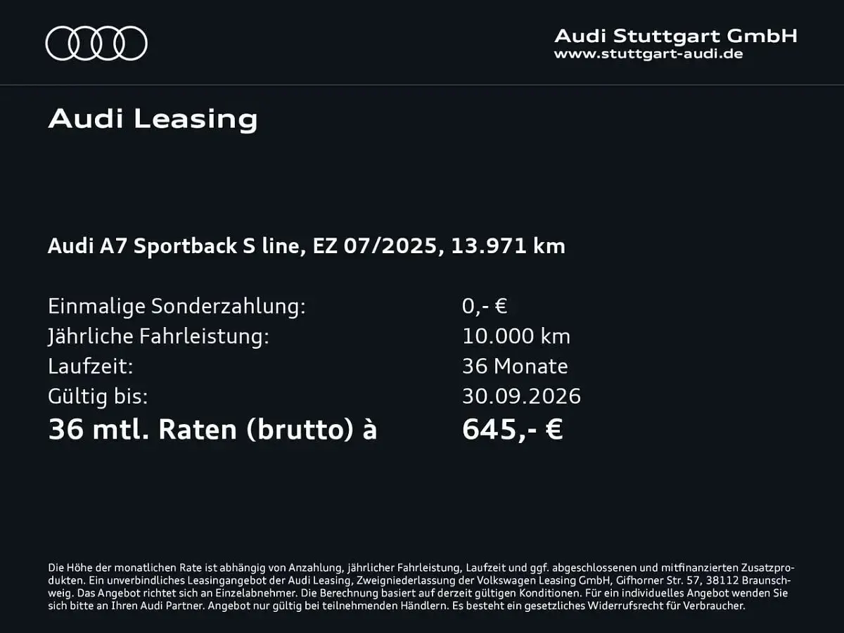 Gebraucht Audi A7 Sport 265 PS (194 kW) 2025 Gletscherweiß metallic Limousine