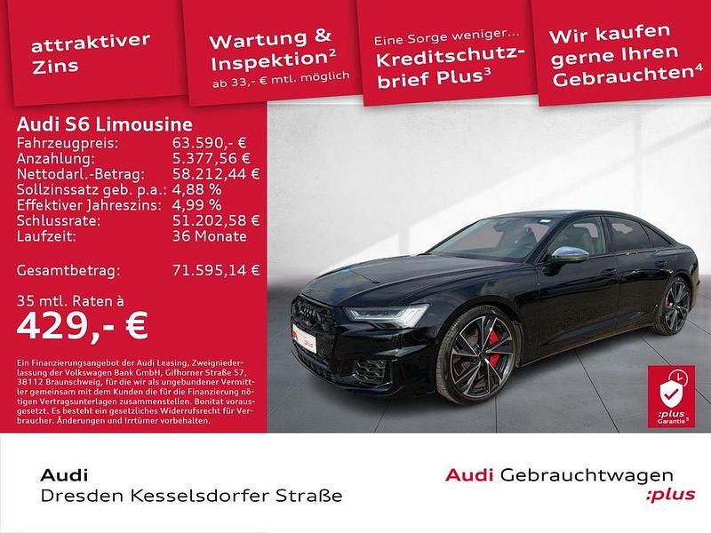 Mythosschwarz metallic Gebraucht 2024 Audi S6 Ambiente Limousine | 63.590 € (Fairer Preis) - Bild 1/4