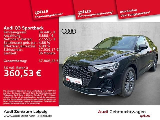 Mythosschwarz metallic Gebraucht 2023 Audi Q3 Sportback S-Line SUV | 34.440 € (Fairer Preis) - Bild 1/3