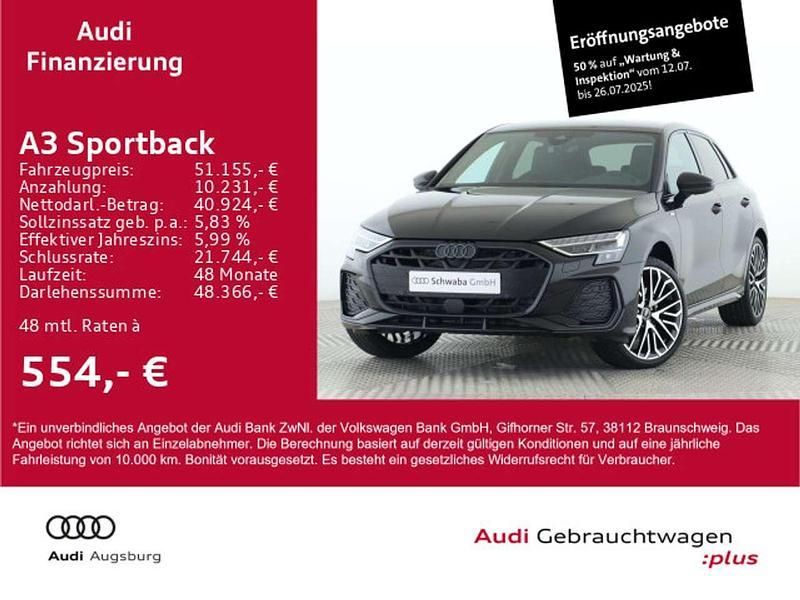 Mythosschwarz metallic Gebraucht 2025 Audi A3 S-Line Limousine | 51.155 € - Bild 1/4