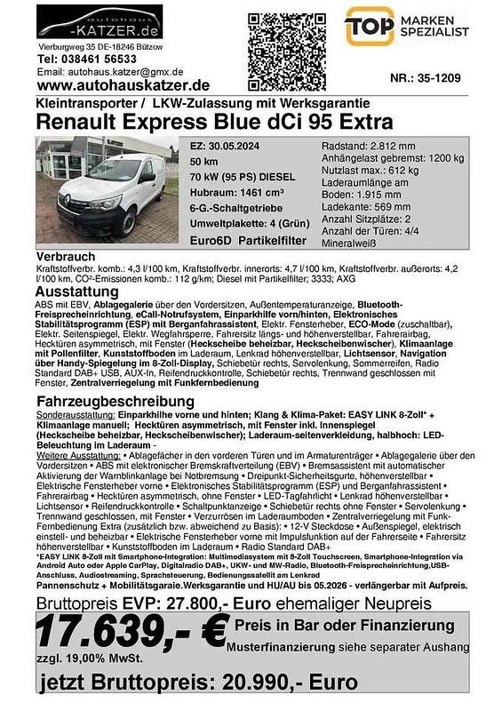 Gebraucht Renault Express 95 PS (69 kW) 2024 Arktisweiß Van / Kleinbus