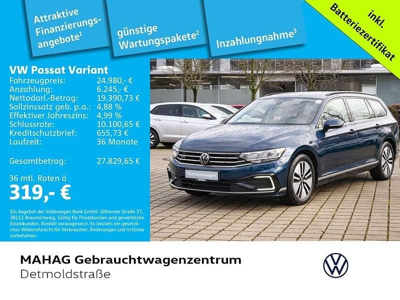 Aquamarinblau metallic Gebraucht 2021 VW Passat GTE Kombi | 24.980 € (Fairer Preis) - Bild 1/2