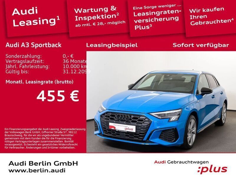 Turboblau Gebraucht 2022 Audi A3 Sportback e-tron Ambiente Limousine | 27.980 € (Fairer Preis) - Bild 1/3