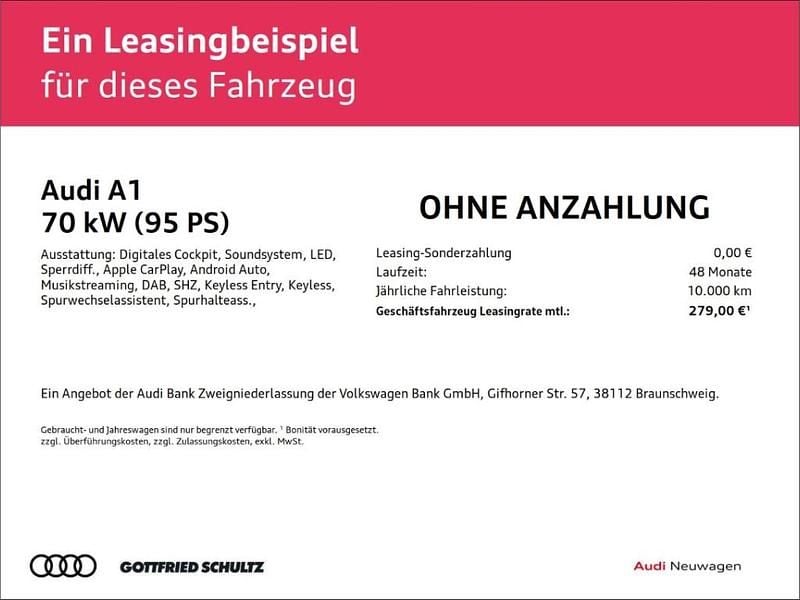 Neu Audi A1 Sportback Basis 95 PS (69 kW) 2026 Weiss Kleinwagen