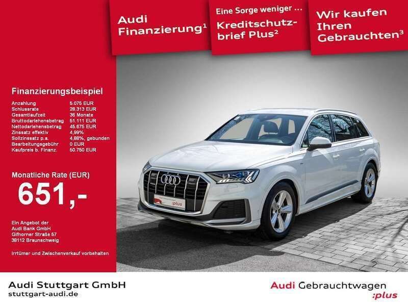 Gletscherweiß metallic Gebraucht 2022 Audi Q7 Advanced SUV | 58.450 € (Fairer Preis) - Bild 1/2