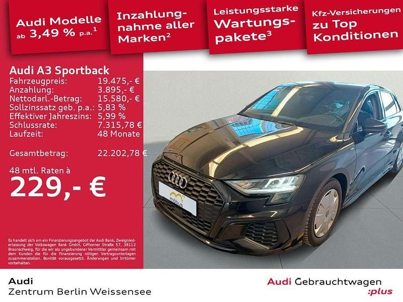 Gebraucht Audi A3 S-Line 116 PS (85 kW) 2021 Schwarz Limousine