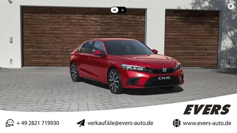Premium crystal red metallic Neu 2025 Honda Civic Elegance Limousine | 34.950 € (Guter Preis) - Bild 1/4