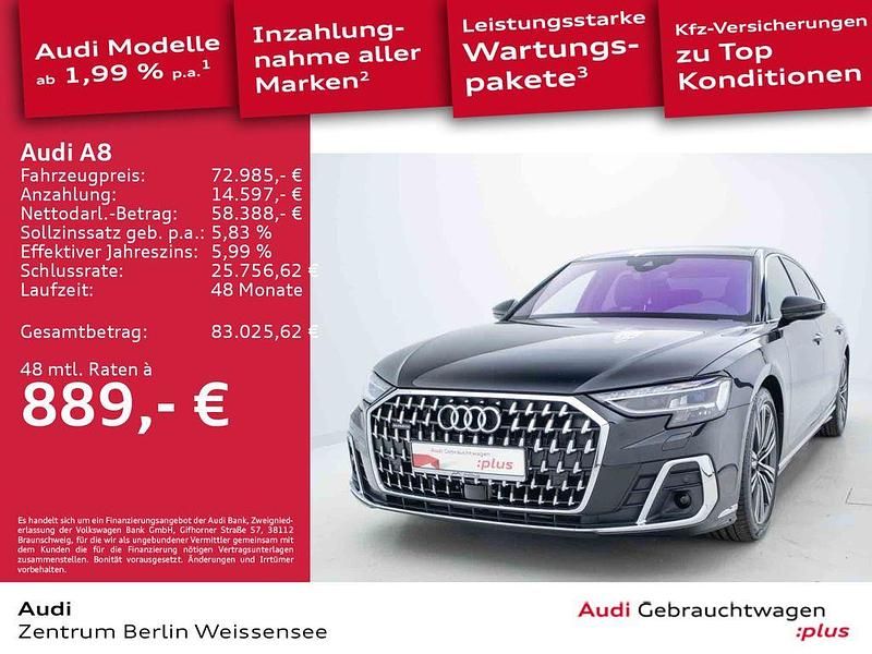 Mythosschwarz metallic Gebraucht 2022 Audi A8L Ambiente Limousine | 72.985 € (Etwas zu teuer) - Bild 1/4