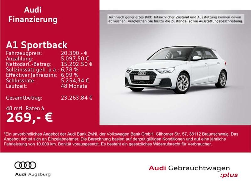 Gletscherweiß metallic Gebraucht 2022 Audi A1 Advanced Plus Limousine | 20.390 € (Guter Preis) - Bild 1/4