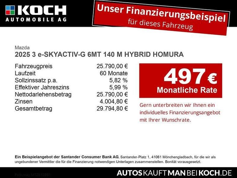 Neu Mazda 3 140 PS (102 kW) 2026 Beige Limousine