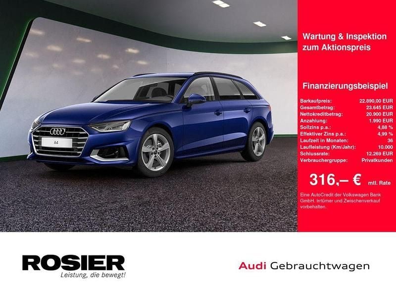 Blau Gebraucht 2020 Audi A4 Advanced Kombi | 22.890 € (Superpreis) - Bild 1/4