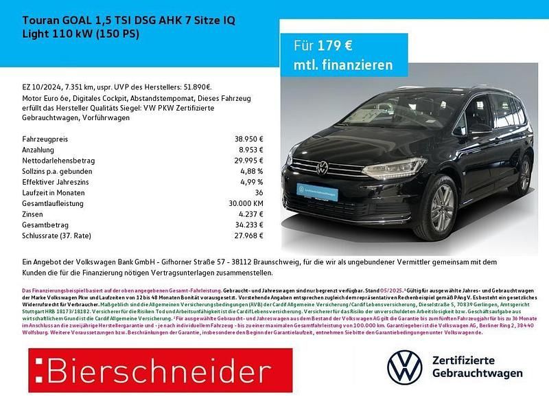 Schwarz Gebraucht 2024 VW Touran Goal Van / Kleinbus | 38.950 € (Etwas zu teuer) - Bild 1/4
