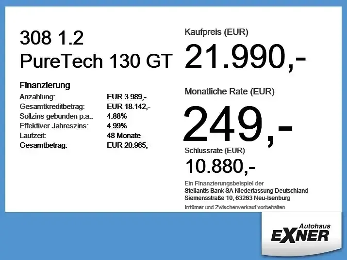 Gebraucht Peugeot 308 GT 131 PS (96 kW) 2023 Grau / spiegel schwarz lackiert Limousine