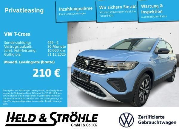 Blau (r9 clear blue metallic) Gebraucht 2024 VW T-Cross Goal SUV | 22.321 € (Superpreis) - Bild 1/3