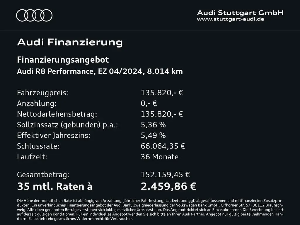 Gebraucht Audi R8 Coupé Performance 570 PS (419 kW) 2023 Schwarz Coupé