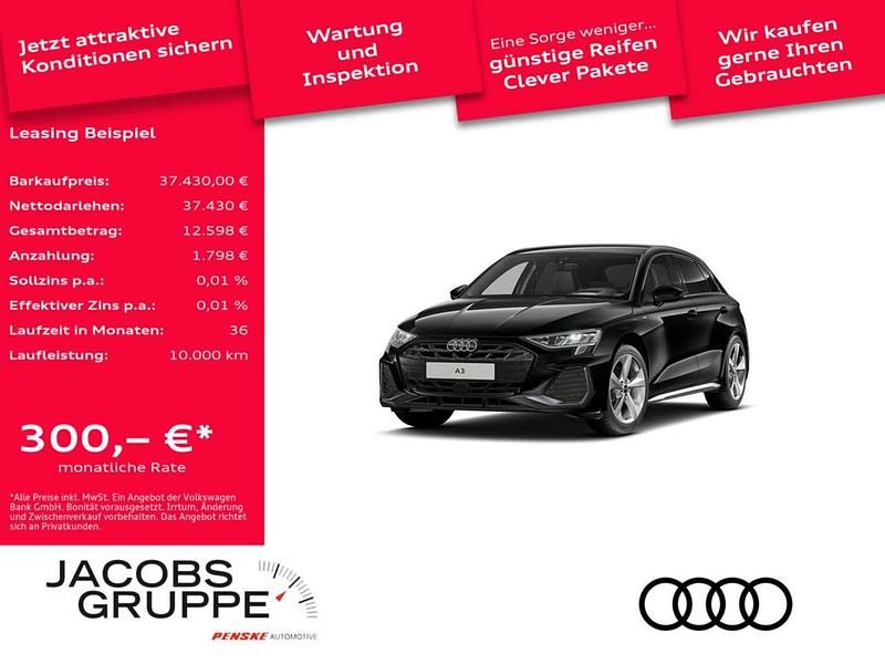 Schwarz Gebraucht 2025 Audi A3 Sportback S-Line Limousine | 37.430 € (Fairer Preis) - Bild 1/4