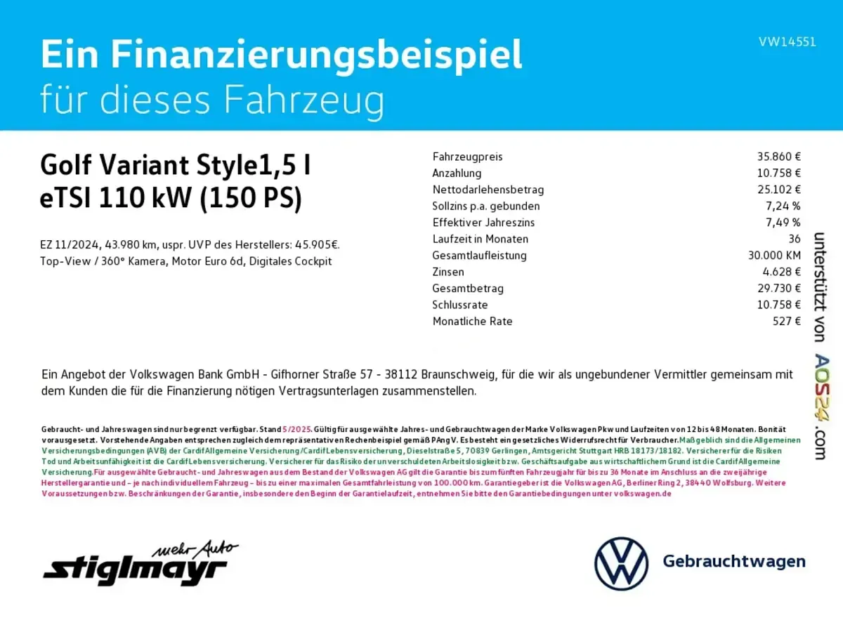 Gebraucht VW Golf VIII Style 150 PS (110 kW) 2024 Delfingrau metallic (metallic) Kombi