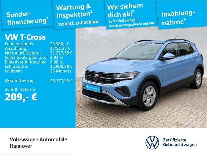 Clear blue metallic Gebraucht 2024 VW T-Cross Life SUV | 23.980 € (Fairer Preis) - Bild 1/3
