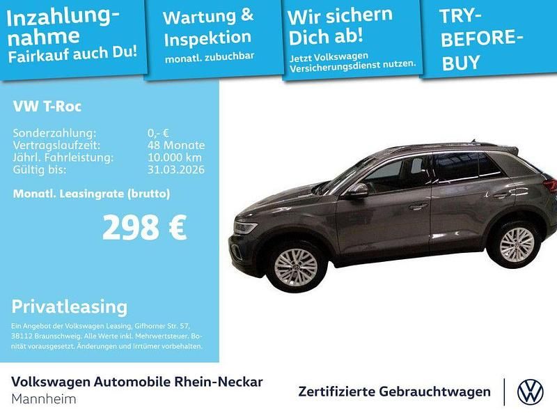Indiumgrau metallic Gebraucht 2025 VW T-Roc Life SUV | 28.991 € (Superpreis) - Bild 1/4