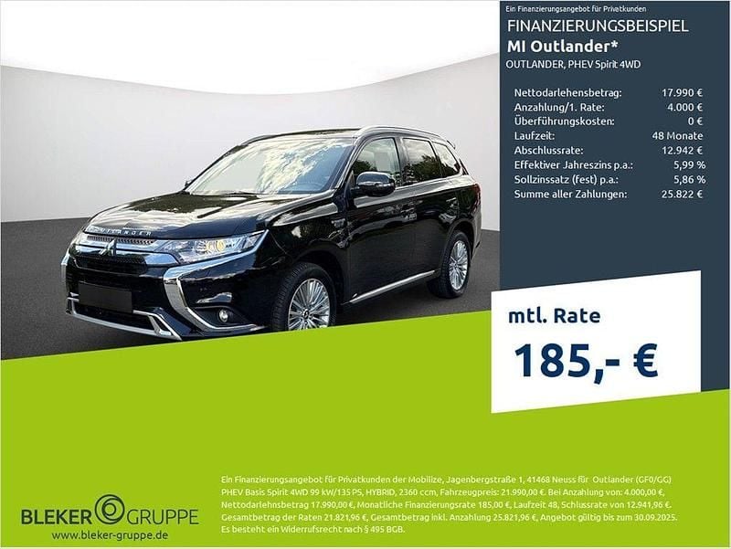 Pantherschwarz (p) Gebraucht 2021 Mitsubishi Outlander P-HEV Spirit SUV | 21.990 € (Superpreis) - Bild 1/3