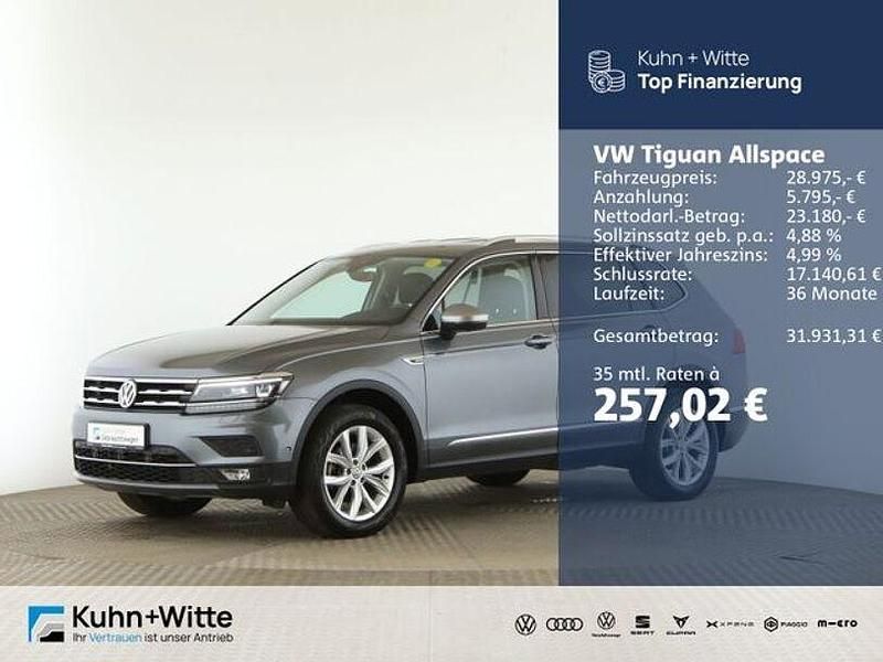 Grau Gebraucht 2021 VW Tiguan Allspace Highline SUV | 28.975 € (Fairer Preis) - Bild 1/3