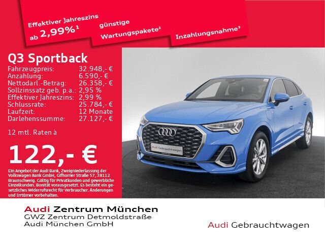 Turboblau Gebraucht 2022 Audi Q3 Sportback S-Line SUV | 35.878 € (Fairer Preis) - Bild 1/2