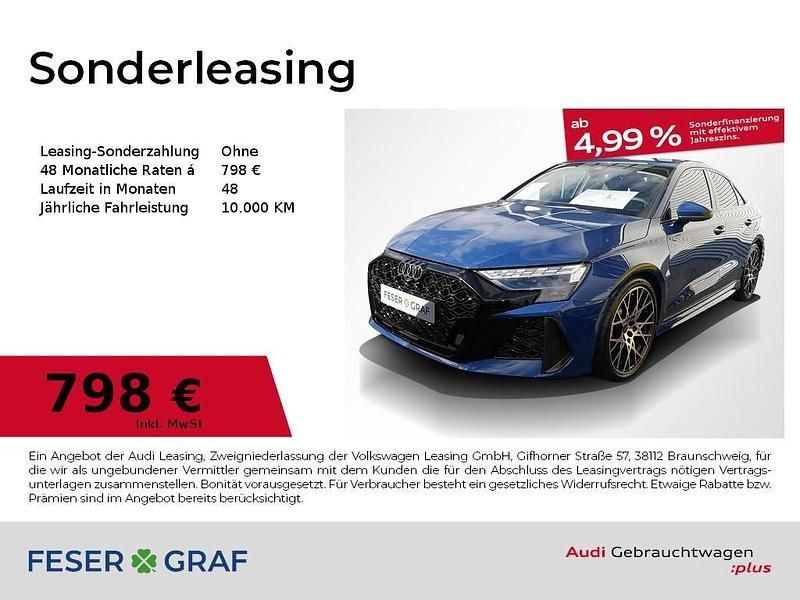 Blau (ascariblau metallic) Gebraucht 2025 Audi RS3 Ambiente Limousine | 70.980 € (Etwas zu teuer) - Bild 1/1