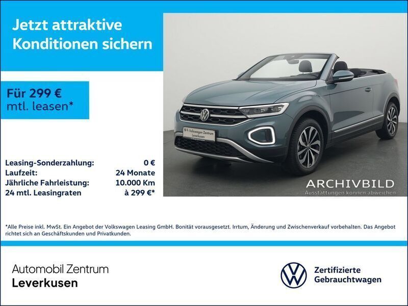 Blau / petroleum blue (metallic) Gebraucht 2024 VW T-Roc Cabriolet Cabrio | 27.988 € (Guter Preis) - Bild 1/3