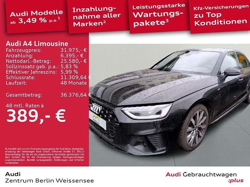 Mythosschwarz metallic Gebraucht 2023 Audi A4 S-Line Limousine | 31.975 € (Guter Preis) - Bild 1/4