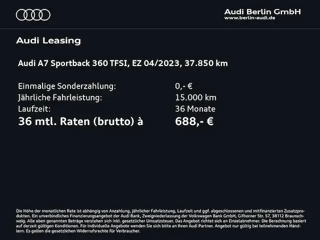 Gebraucht Audi A7 Sportback Ambiente 265 PS (194 kW) 2023 Tangorot metallic Kleinwagen