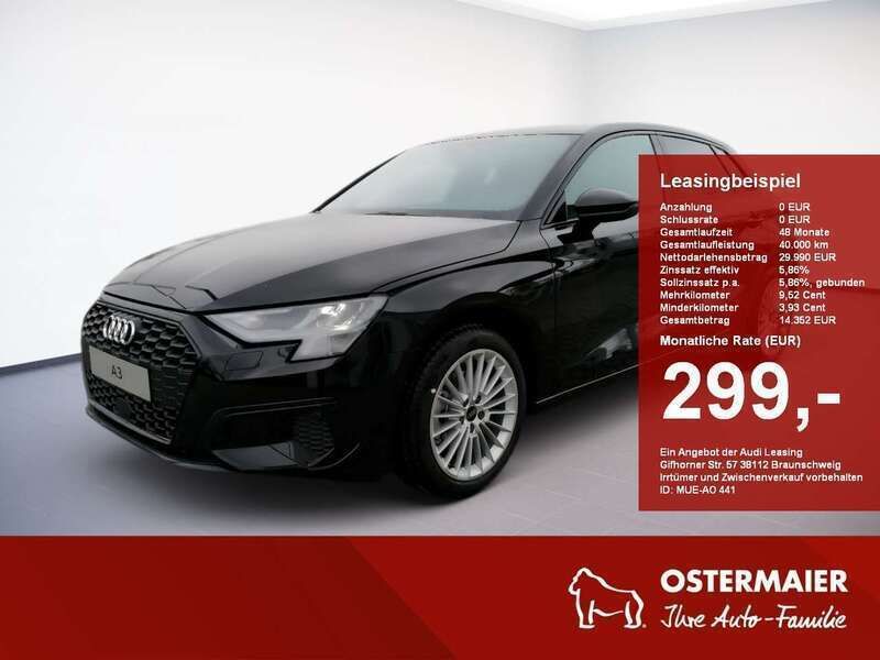 Mythosschwarz metallic Gebraucht 2023 Audi A3 Sportback Advanced Plus Limousine | 29.990 € (Fairer Preis) - Bild 1/4