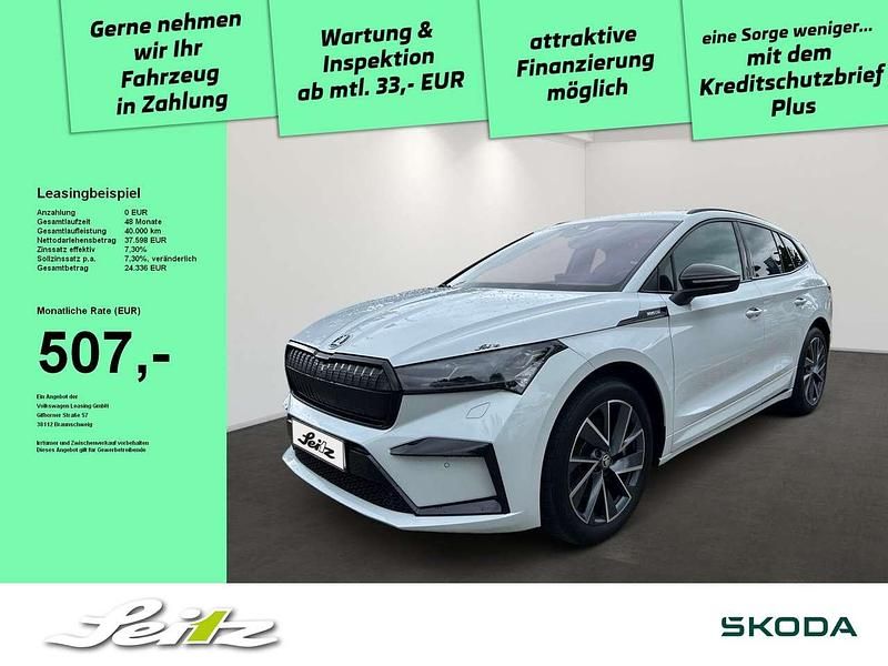 Moonweiss metallic Gebraucht 2023 Skoda Enyaq iV SportLine SUV | 37.598 € (Fairer Preis) - Bild 1/3