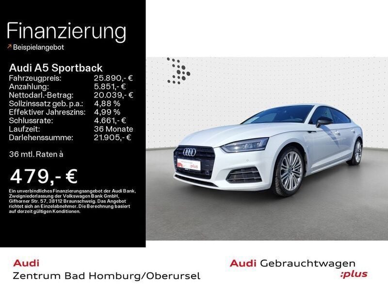 Gebraucht Audi A5 Sportback Ambiente 190 PS (139 kW) 2018 Gletscherweiss metallic Kleinwagen