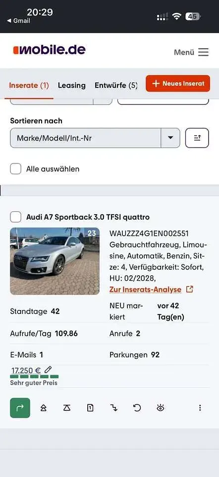 Gebraucht Audi A7 Sport 310 PS (228 kW) 2013 Kleinwagen