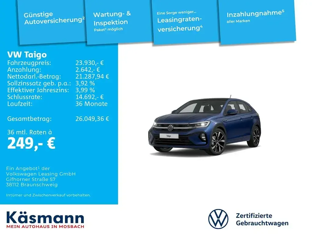 Gebraucht VW Taigo R-line 150 PS (110 kW) 2023 Reef blue metallic SUV