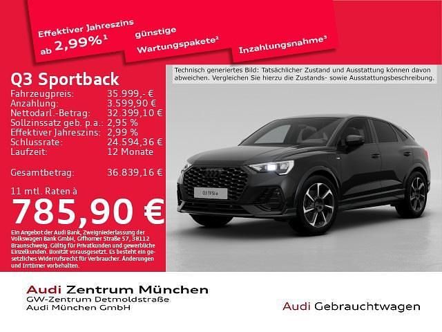 Mythosschwarz metallic Gebraucht 2022 Audi Q3 Sportback S-Line SUV | 35.999 € (Fairer Preis) - Bild 1/2