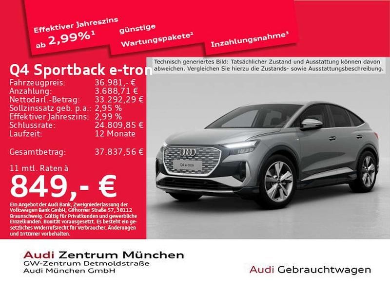 Taifungrau metallic Gebraucht 2022 Audi Q4 e-tron S-Line SUV | 36.981 € - Bild 1/2
