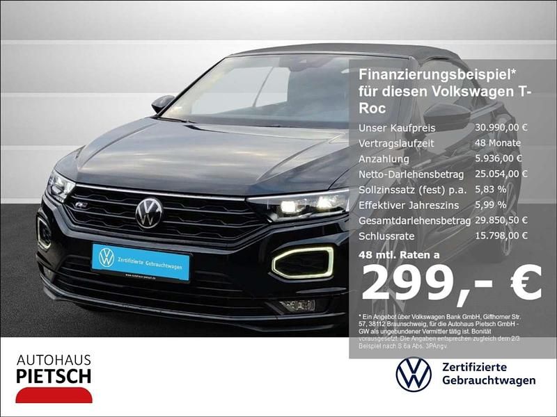 Schwarz Gebraucht 2022 VW T-Roc Cabriolet R-line Cabrio | 30.990 € (Etwas zu teuer) - Bild 1/3