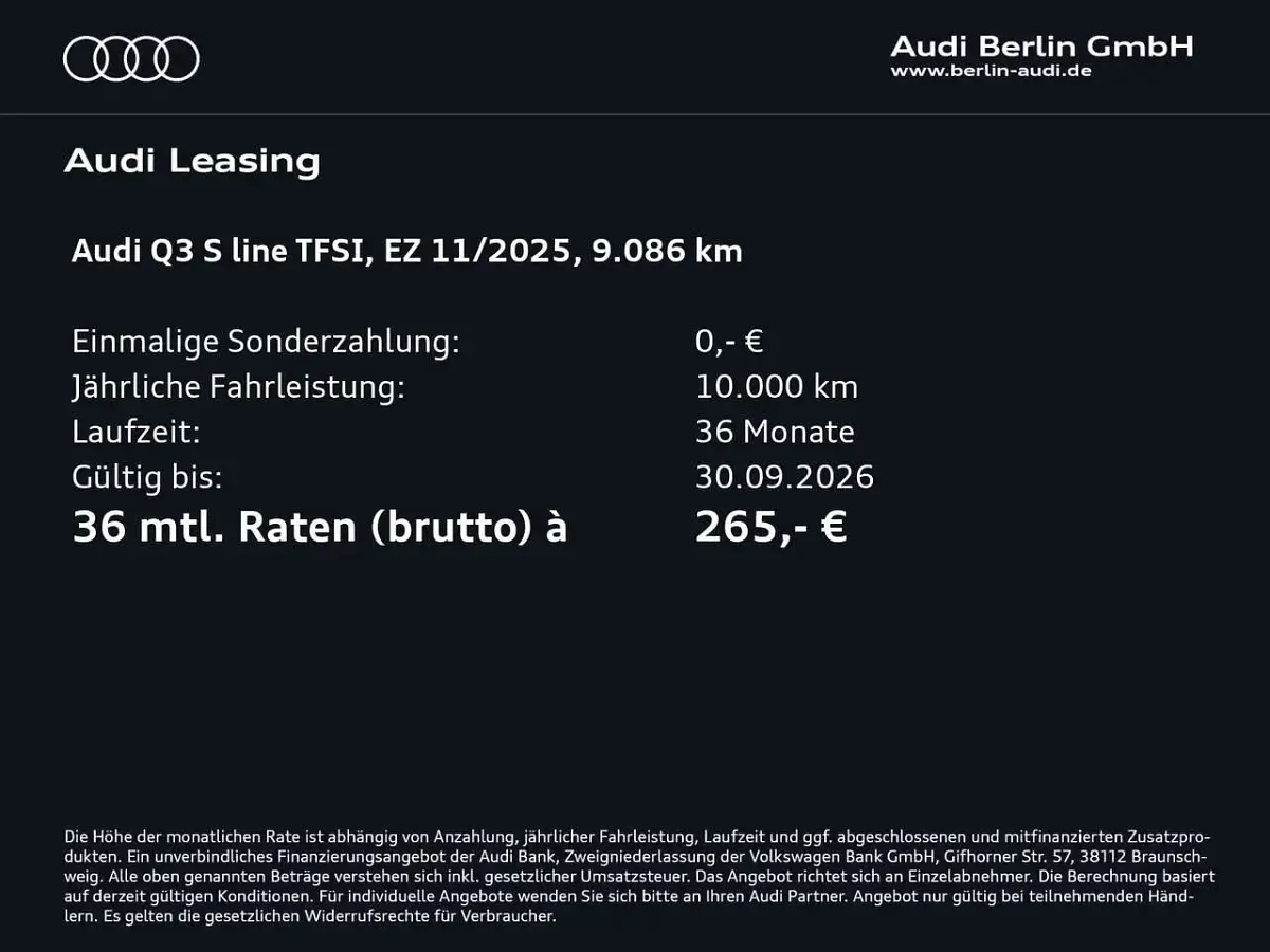 Gebraucht Audi Q3 Comfort 150 PS (110 kW) 2025 Gletscherweiß metallic SUV