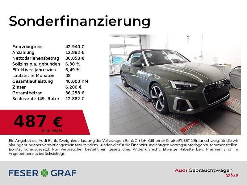 Distriktgrün metallic/verde... Gebraucht 2021 Audi A5 Cabriolet S-Line Cabrio | 42.940 € (Fairer Preis) - Bild 1/2